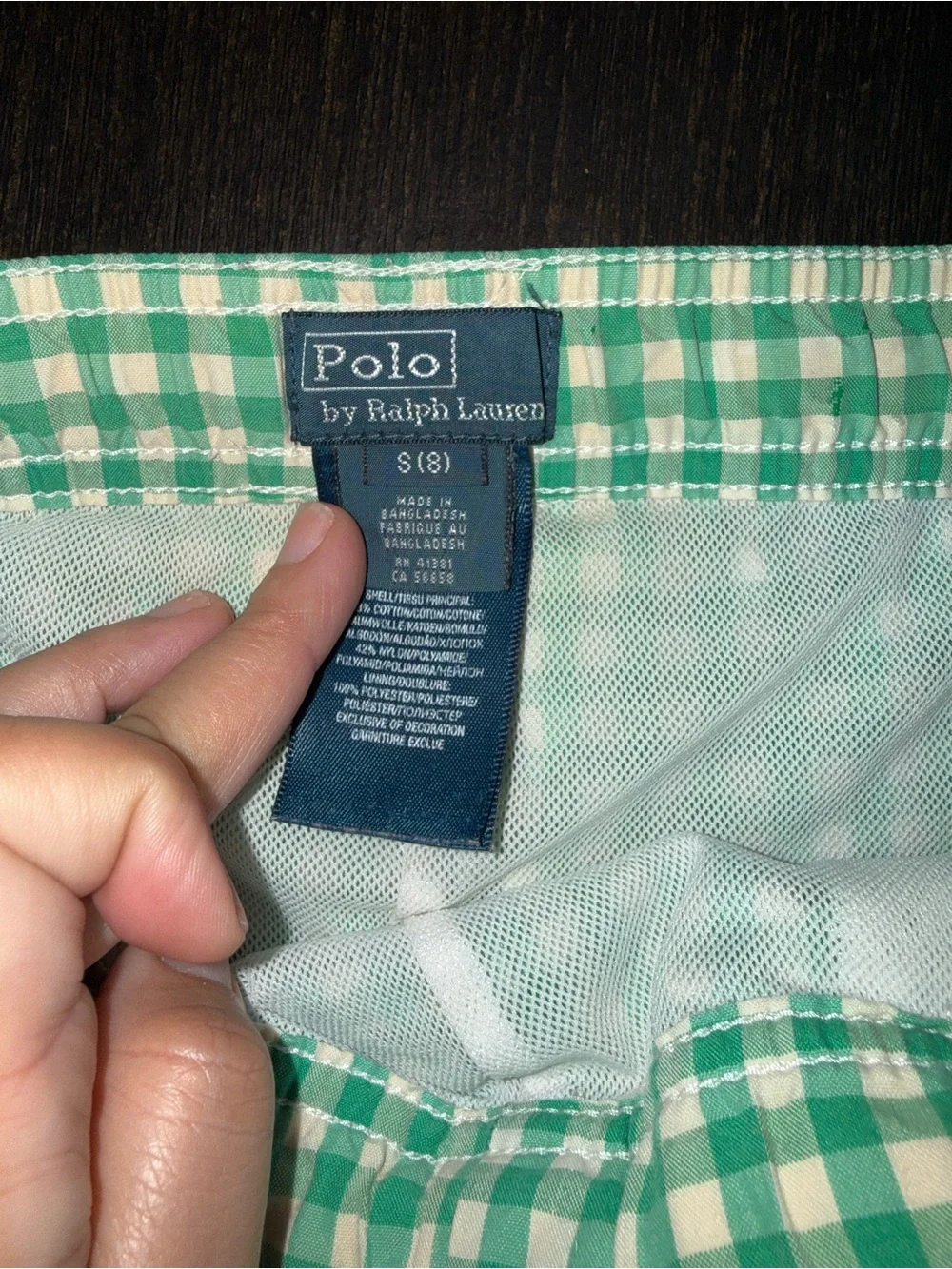 Ralph Lauren Green Gingham Swim Shorts